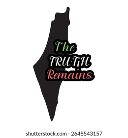 Mapa da Palestina com uma frase "A verdade permanece"