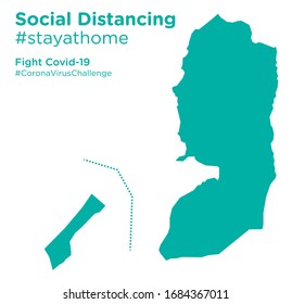 Palestine map with Social Distancing stayathome tag