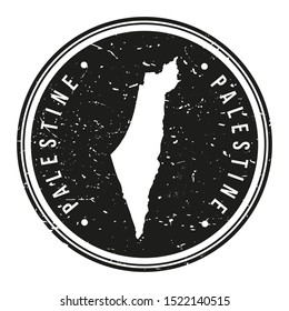 Palestine Map Symbol. Round Design Stamp. Travel and Business Vector.