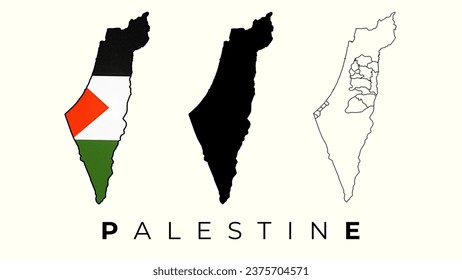 Palestine Map. Template for independence day. Free Palestine no war flag wallpaper, flyer, banner vector illustration. Poster about Palestine Map