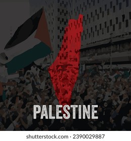 Palestine map with text PALESTINE 