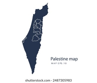 Palestine map vector, Abstract design vector illustration Eps 10. Navy color.High Detailed on white background.