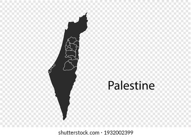 Mapa de Palestina vector, color negro. aislado en fondo transparente