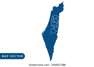 Palestine map vector, blue color . on white background. vector eps 10.