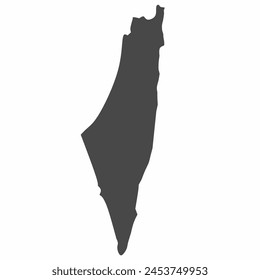 Palestine Map Vector. Palestine Map in Dark Gray Color. White Background. White isolated. Drawing Palestine map. Grid map