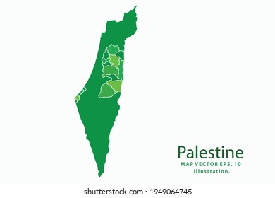 Palestine map. Vector eps10. green color. on white backgrounds.