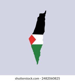 Mapa de Palestina. Mapa de Ilustración vectorial de Palestina con los colores de la bandera.