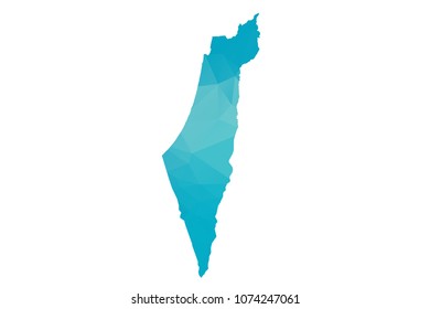 Palestine map vector illustration in polygonal style,Low poly design on white background