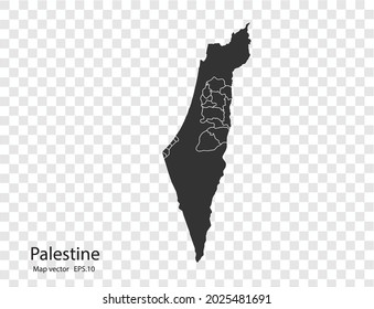 Palestine map vector, isolated on transparent background