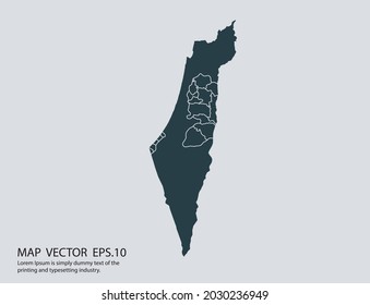 Palestine map vector, isolated on gray background