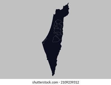 Palestine map vector, Isolated on gray background