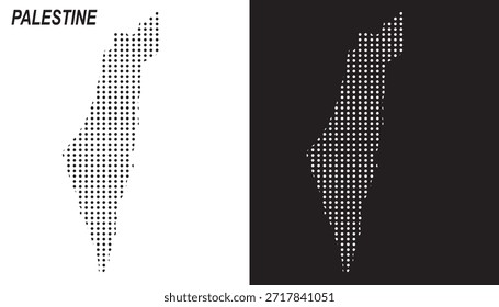 Mapa da Palestina Vetor, Região do Oriente Médio Padrão Pontilhado Formas Pretas e Brancas, Palestina Infográfico Template, EPS Editável Palestina Geografia