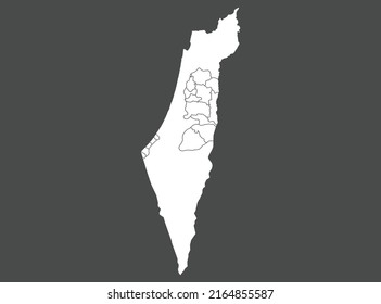 Vector de mapa palestino, color blanco, aislado en fondo gris