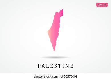 Palestine Map - World Map International vector template with Pink gradient color isolated on white background - Vector illustration eps 10