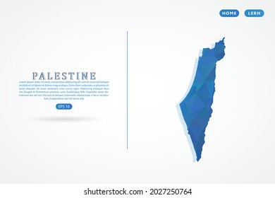 Palestine map - World Map International vector template with polygon blue color gradient isolated on white background for education, website, banner - Vector illustration eps 10