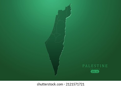 Mapa de Palestina - Mapa Mundial Planilla vectorial internacional con un color de gradiente de alto nivel detallado y verde aislado en fondo verde para diseño, infografía - Ilustración vectorial eps 10