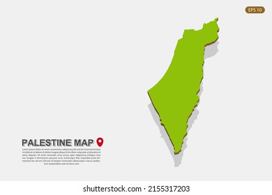 Palestine Map - World map International vector template with isometric style including shadow, green and brown color isolated on white background for design - Vector illustration eps 10