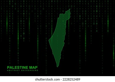 Palästina-Karte - Weltkarte, internationale Vektorvorlage mit Matrix-grünem Hintergrund für Binärrechner, einschließlich Licht für Design, Website, Hacker-Konzept - Vektorgrafik eps10