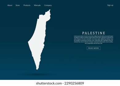 Palästina-Karte - Weltkarte Internationale Vektorvorlage mit 3D-weißer Farbe auf dunkelblauem und grünem Farbverlauf-Hintergrund für Website-Template-Design, Infografik - Vektorgrafik eps10
