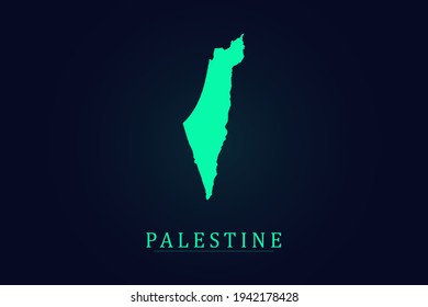 Palestine Map - World map vector template with green color gradient isolated on dark background - Vector illustration eps 10