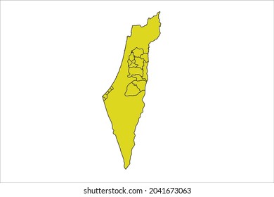 Palestine map yellow Color on White Background