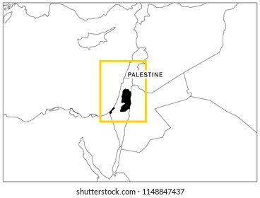 Palestine map yellow frame geography national 