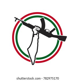 palestine mapn and AK 47 vector logo.