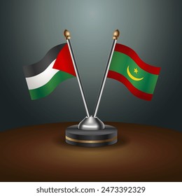 Palestine and Mauritania table flags relation with gradient backgrund