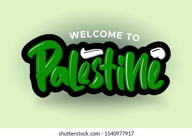 Palestine modern brush lettering text. Vector illustration logo for business, print and advertising