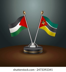 Palestine and Mozambique table flags relation with gradient backgrund