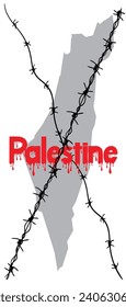 palestine name in blood with map