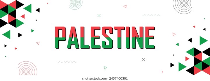 Palestine nation banner abstract background, flag colors combination, suitable for national celebrations and festivals, red, green and black color geometric pattern design with shapes