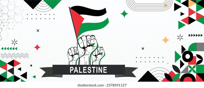 Palestine national day banner Abstract celebration geometric decoration design graphic art web background, flag vector illustration