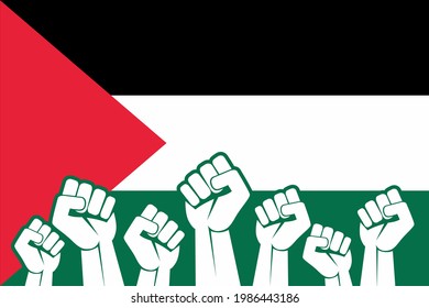 silueta de manos de la bandera nacional palestina