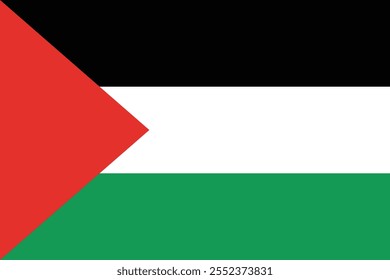 Palestine national flag. A rectangular Palestine flag icon vector illustration. Standard Size.