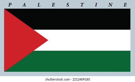 Palestine national flag in vector format on gray background.