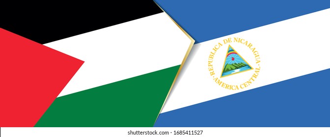 Palestine and Nicaragua flags, two vector flags symbol of relationship or confrontation.