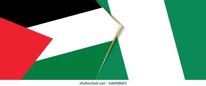 Die Flaggen Palästinas und Nigerias, zwei Vektorillustrationen Flaggen, sind Symbol für Beziehung oder Konfrontation.