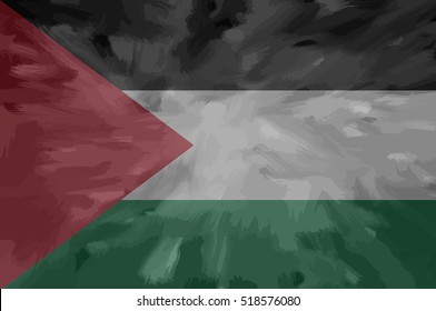 Palestine painted / drawn vector flag. Dramatic, unusual look. Vector file contains flag and texture layers