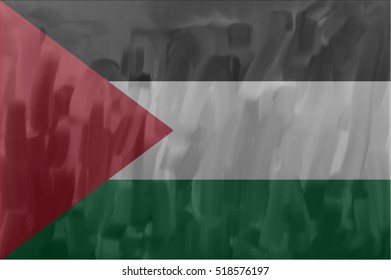  Palestine painted / drawn vector flag. Dramatic, unusual look. Vector file contains flag and texture layers