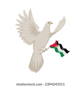 palestine peace dove with flag vector isolated