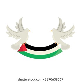 palomas de paz palestina con vector de bandera aislado