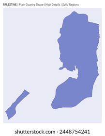 Palestine plain country map. High Details. Solid Regions style. Shape of Palestine. Vector illustration.