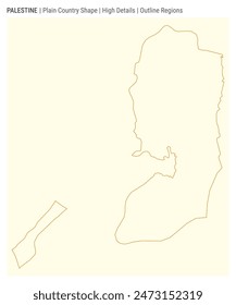 Palestine plain country map. High Details. Outline Regions style. Shape of Palestine. Vector illustration.