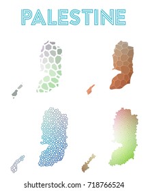 Palestine polygonal map. Mosaic style maps collection. Bright abstract tessellation, geometric, low poly, modern design. Palestine polygonal maps for infographics or presentation.