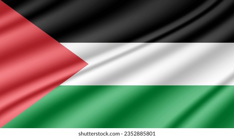 Palestine realistic wavy flag vector background design