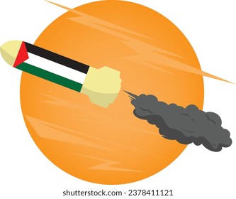Palestine Rocket with smoke vector Illustration