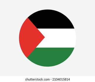 Palestine Round Country Flag. Palestinian Circle National Flag. State of Palestine Circular Shape Button Banner. EPS Vector Illustration. svg