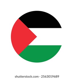 Palestine round flag, State of Palestine flag button, Palestine circle flag icon, vector illustration