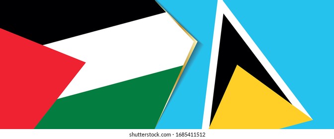 Banderas de Palestina y Santa Lucía, dos banderas vectoriales símbolo de relación o enfrentamiento.